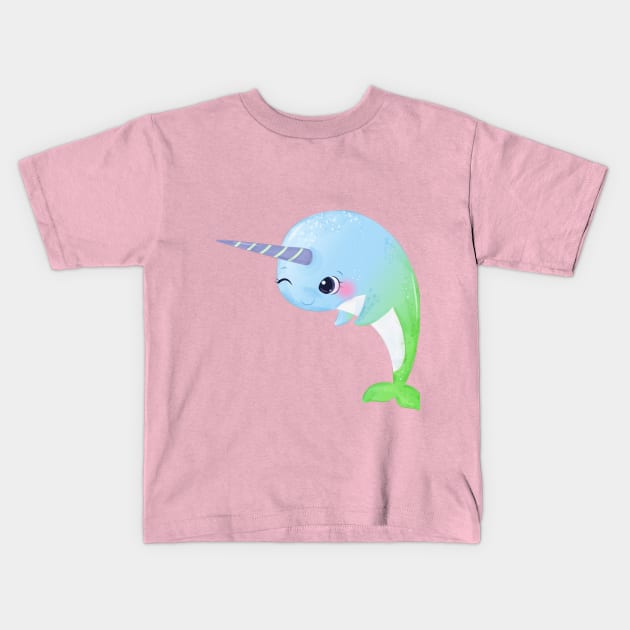 blue dolphin Kids T-Shirt by O2Graphic